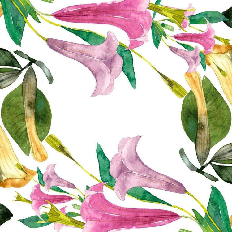 Datura 87x87 inch tablecloth, featuring a bold floral print on a high-quality fabric, displayed on a dining table