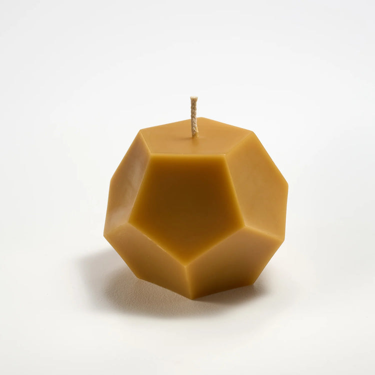 Beeswax Dodec Shape Candle, Burnt Amber 5"