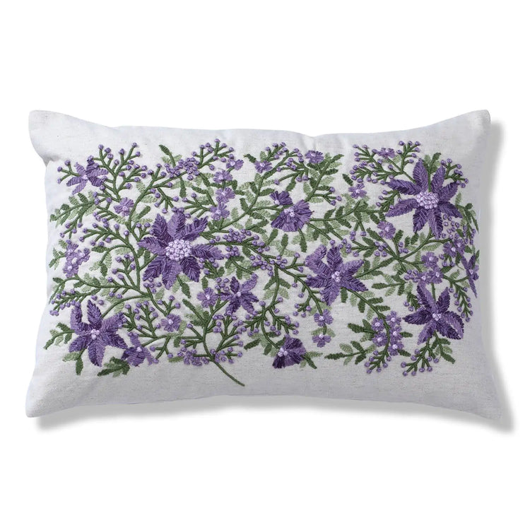 Elegant Fleurir Purple Cotton Pillow 14x20 with insert