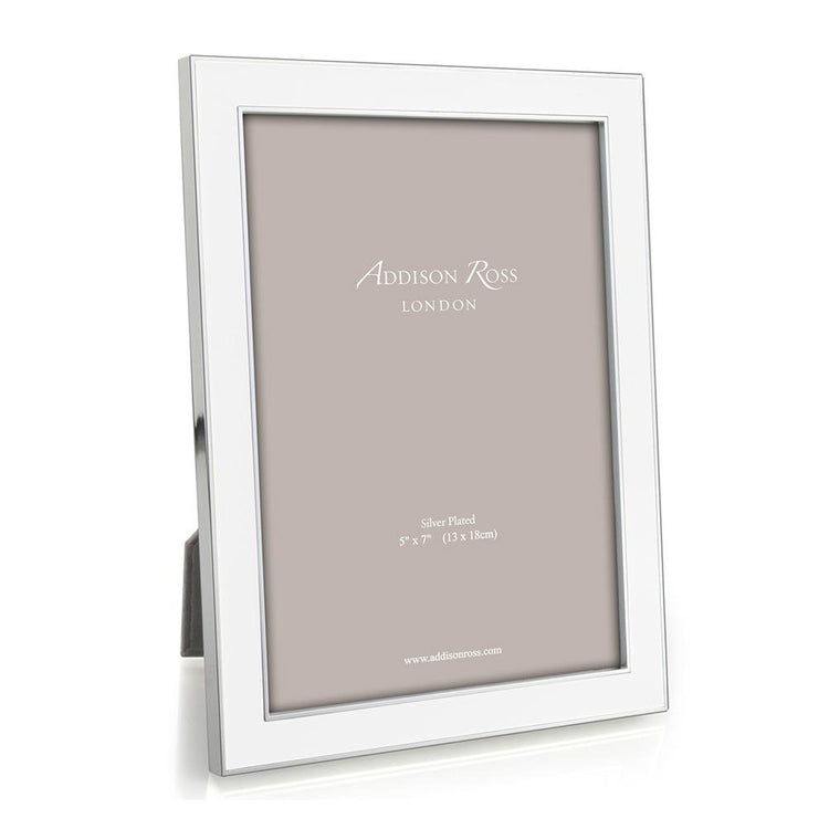 4x6 White Enamel Photo Frame with Gold Trim, Velvet Backed, Addison Ross