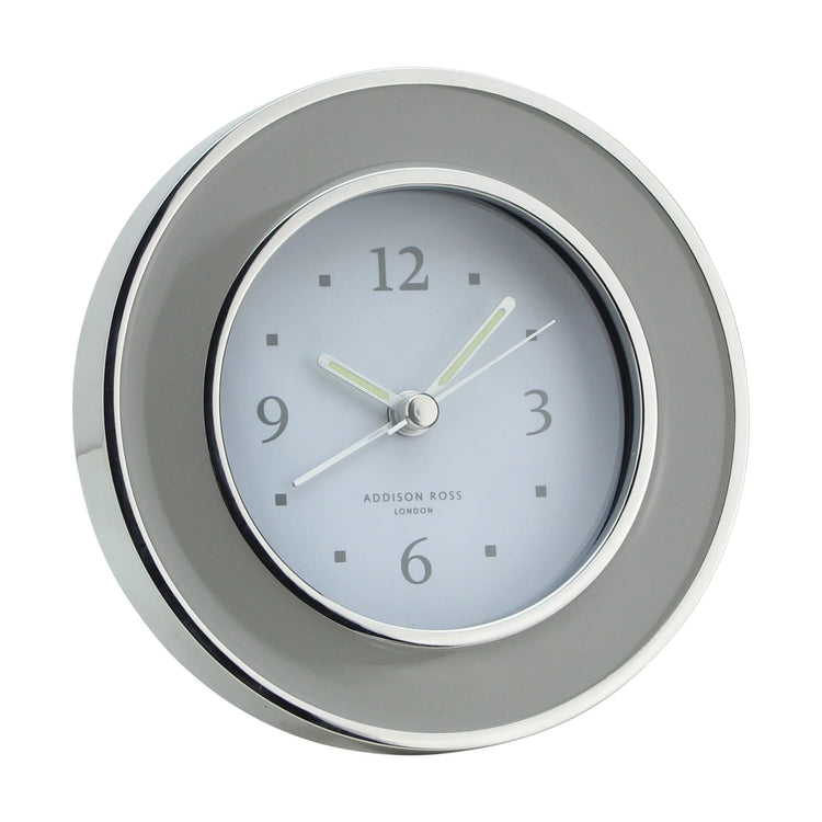 Chiffon Enamel & Silver Trim Alarm Clock, Silent Sweep Movement, Velvet Back, Addison Ross