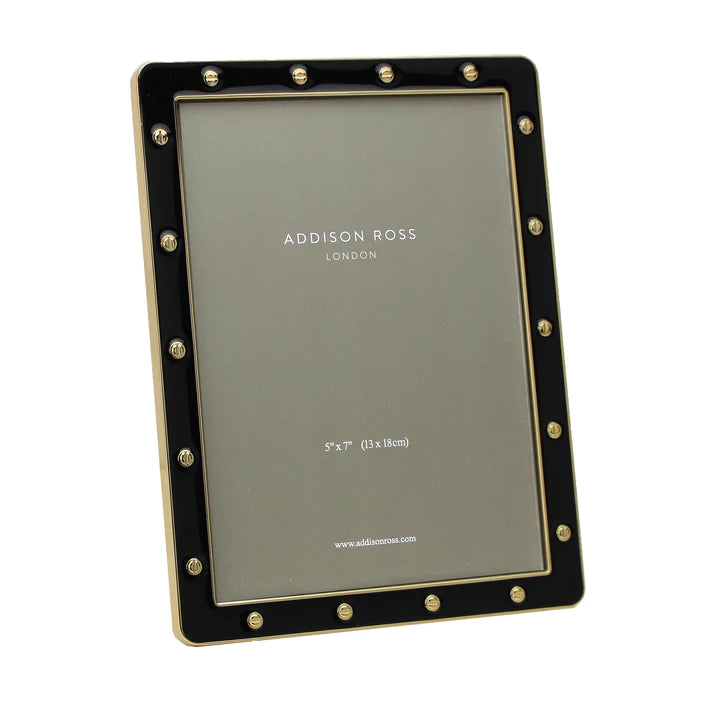 5x7 Black Enamel Locket Photo Frame with Gold Trim by Addison Ross