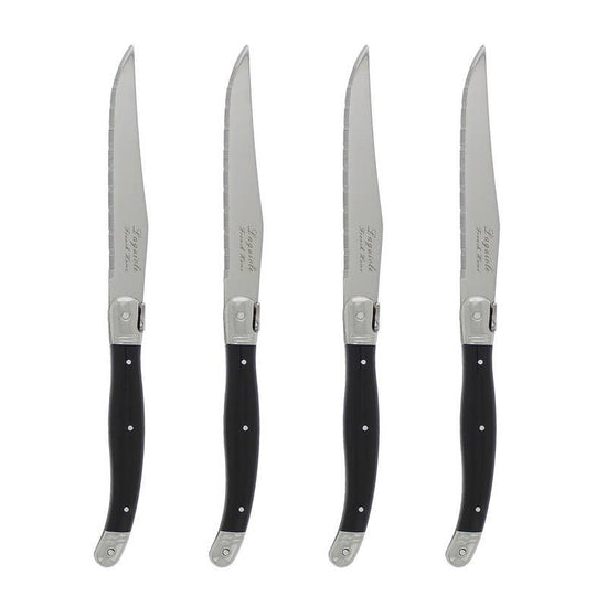 French Home Laguiole Steak Knives, Set of 4, Black