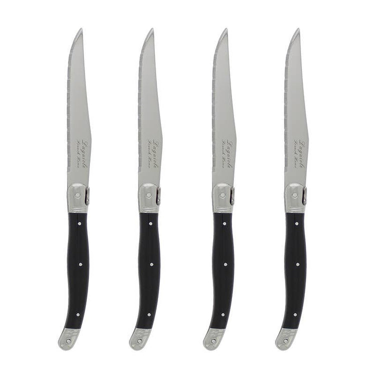 French Home Laguiole Steak Knives, Set of 4, Black