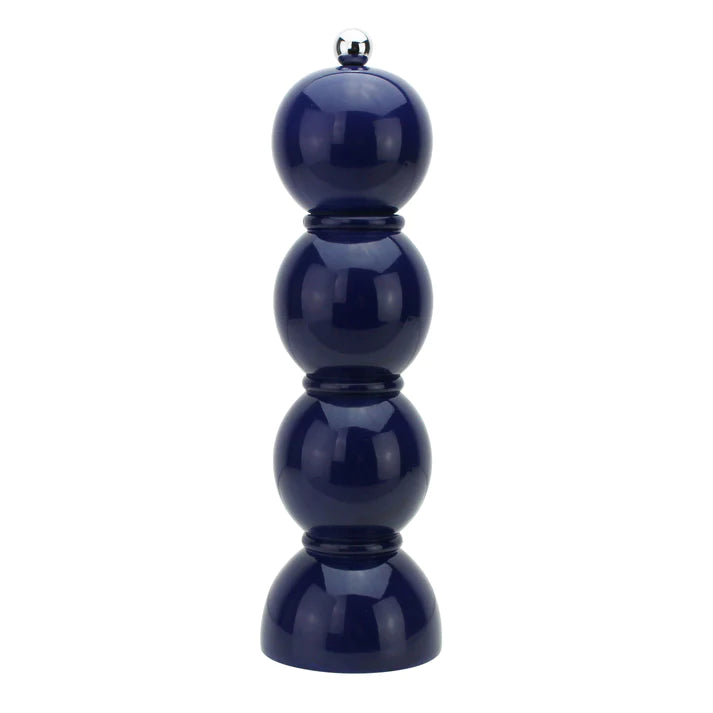 24cm Deep Navy Bobbin Design Lacquer Salt/Pepper Grinder, Ceramic Mill by Addison Ross