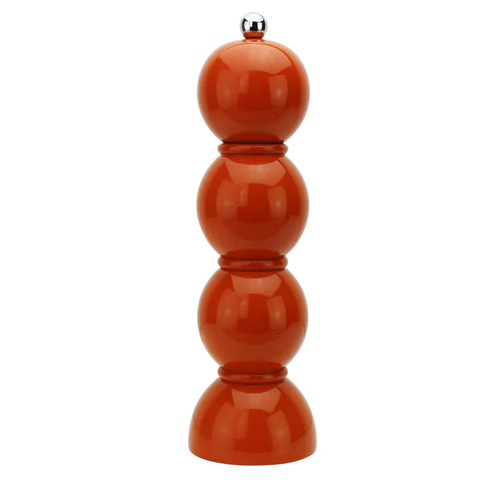 24cm Vibrant Orange Bobbin Design Pepper Salt Grinder, High Gloss Lacquer, by Addison Ross