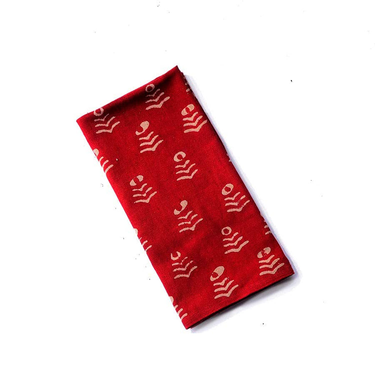 Holiday Red Floral Block Print Napkin