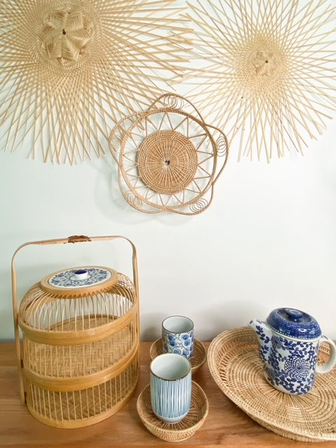 Hua Hin Lotus Basket in Natural Rattan
