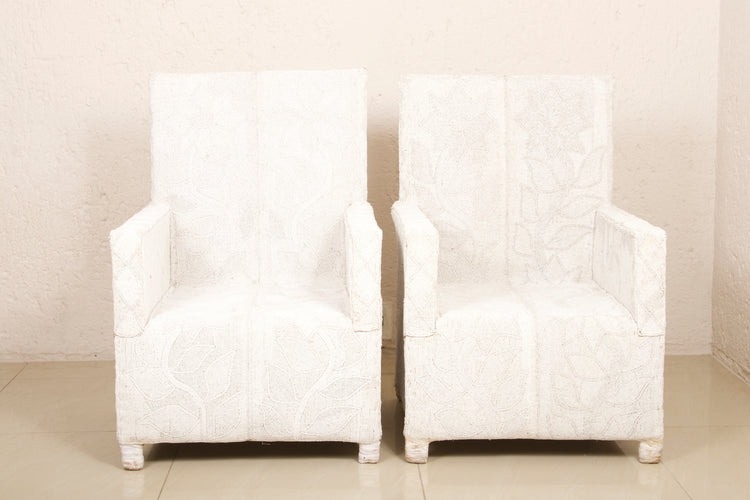 Armchairs, White Beaded, Yoruba tribe