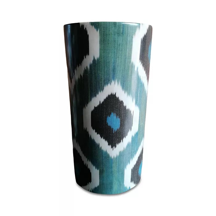 Ikat vase, 24cm green blue by Les Ottomans