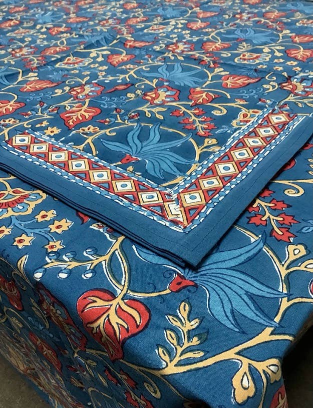 Indo Fleur Blue Tablecloth 60x120 |Vintage Blue Table Decor