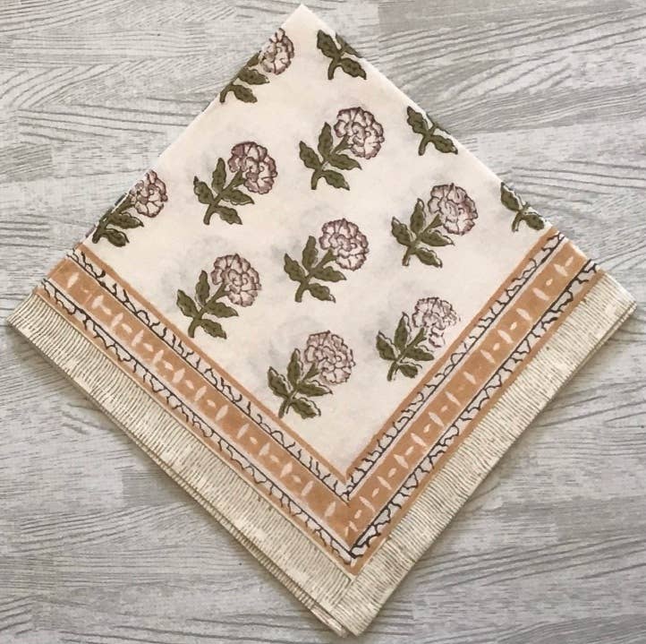 Musk Roses Block Print Napkins Set of 4