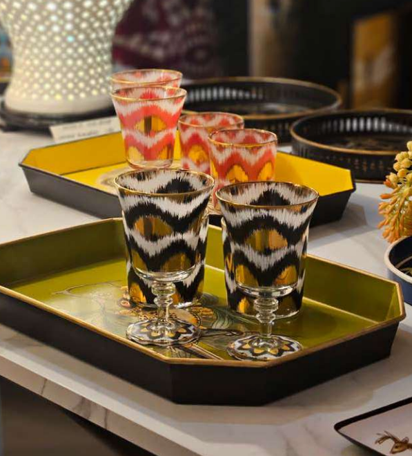 Les Ottomans Sea Blue & Gold Tumblers - 4"