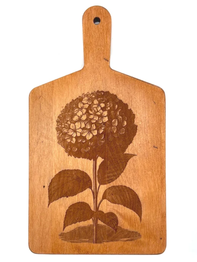 Artisan Maple Rectangle Handled Serving Board - Vintage Hydrangea