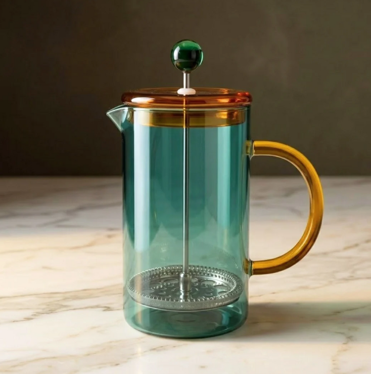 Niko French Press, Teal and Yellow