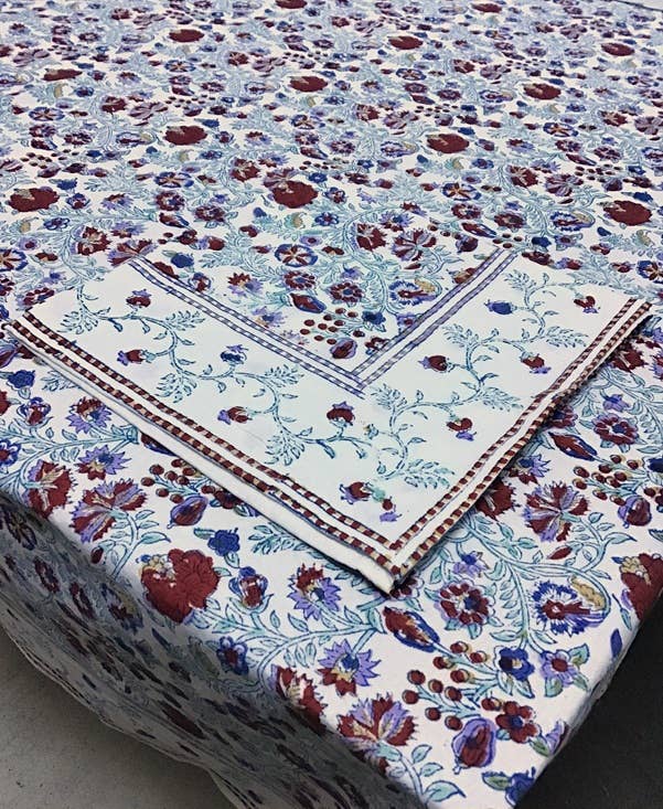 Summertime Bright block print Tablecloth 60x120 | Cheerful Table