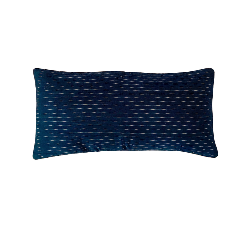 Global Inspired Lao Ikat Indigo Blue Pillow 12x24 with insert