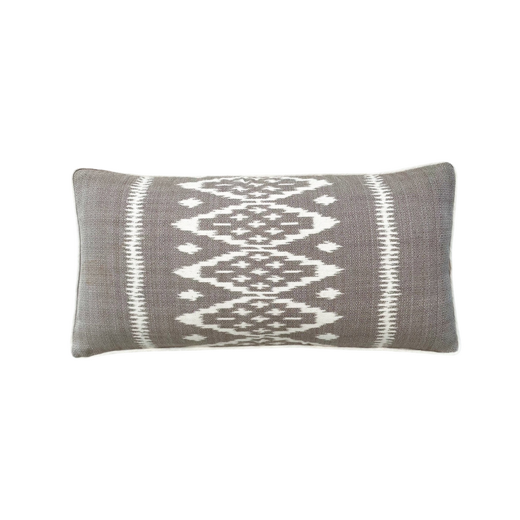 Global Inspired Lao Ikat Gray Pillow 12x24 with insert