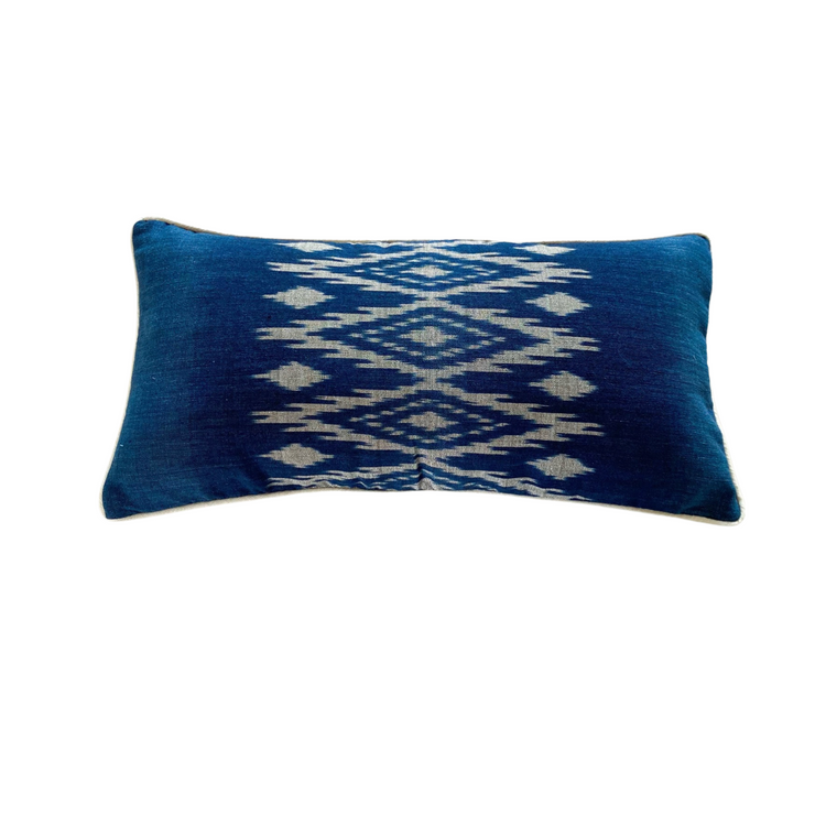 Global Inspired Lao Ikat Navy Pillow 12x24 with insert