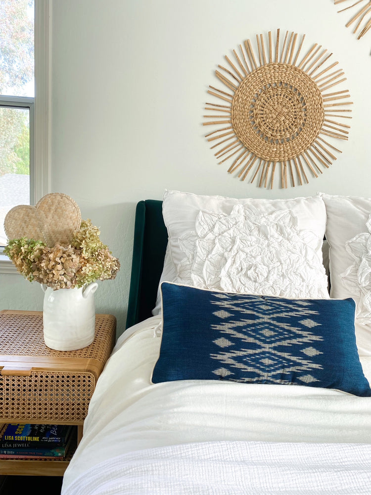 Global Inspired Lao Ikat Navy Pillow 12x24 with insert