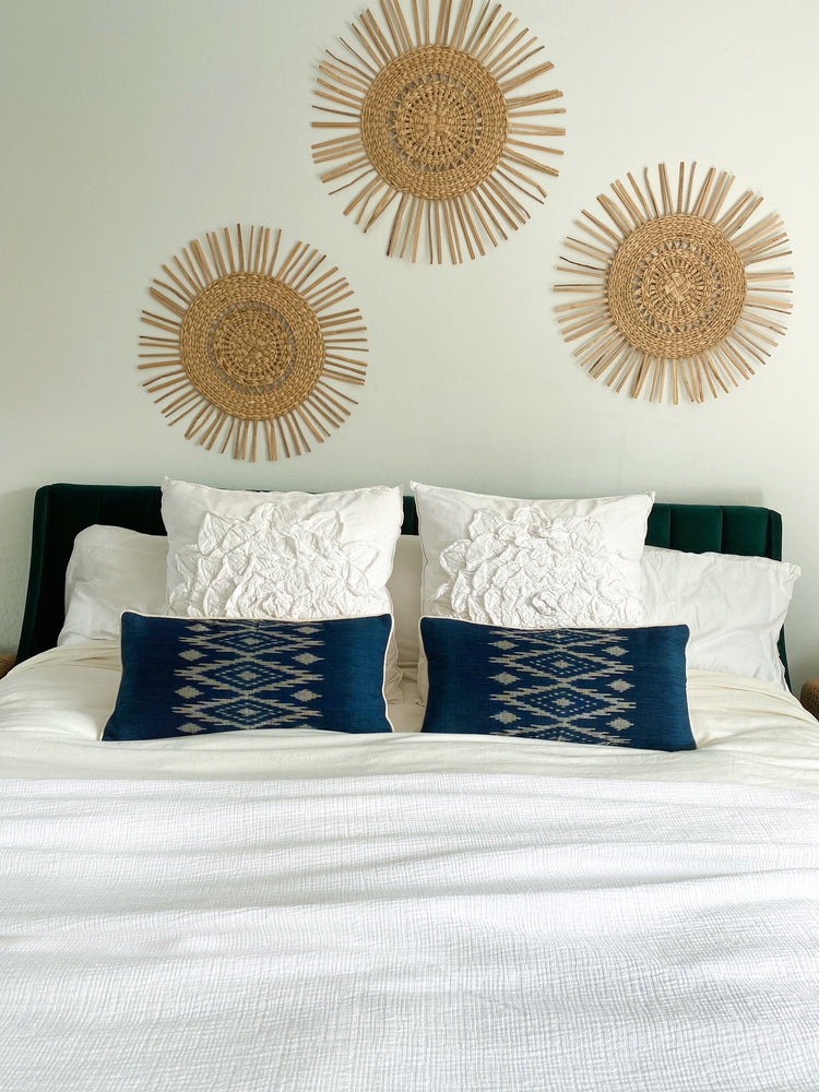 Global Inspired Lao Ikat Navy Pillow 12x24 with insert