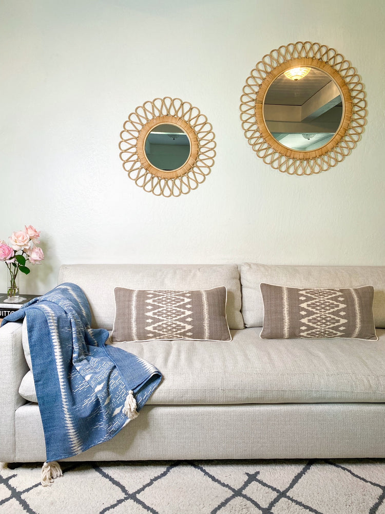 Global Inspired Lao Ikat Gray Pillow 12x24 with insert