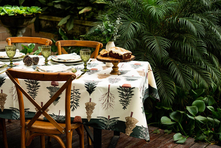 Winter Tablecloth 59x86.6 | Holiday Tree Table Decor