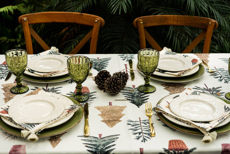 Winter Tablecloth 59x86.6 | Holiday Tree Table Decor