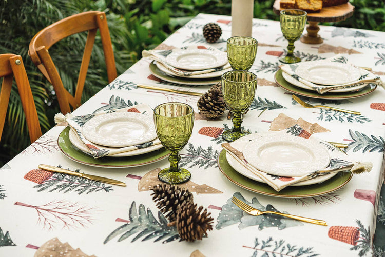 Winter Tablecloth 59x86.6 | Holiday Tree Table Decor