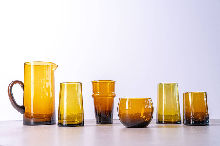 Artisan Moroccan Cone Water Jug - Amber