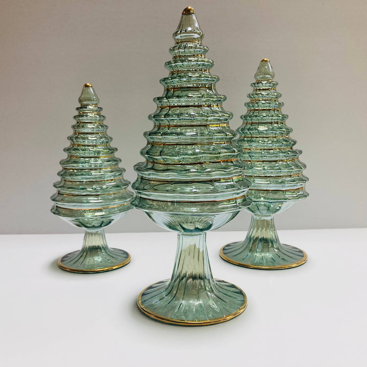 Green Spruce Small Blown Glass Tabletop Christmas Tree