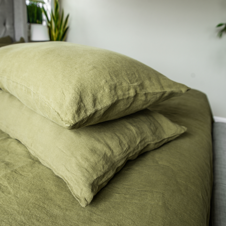 White Linen Pillowcases Queen Standard (Set of 2)