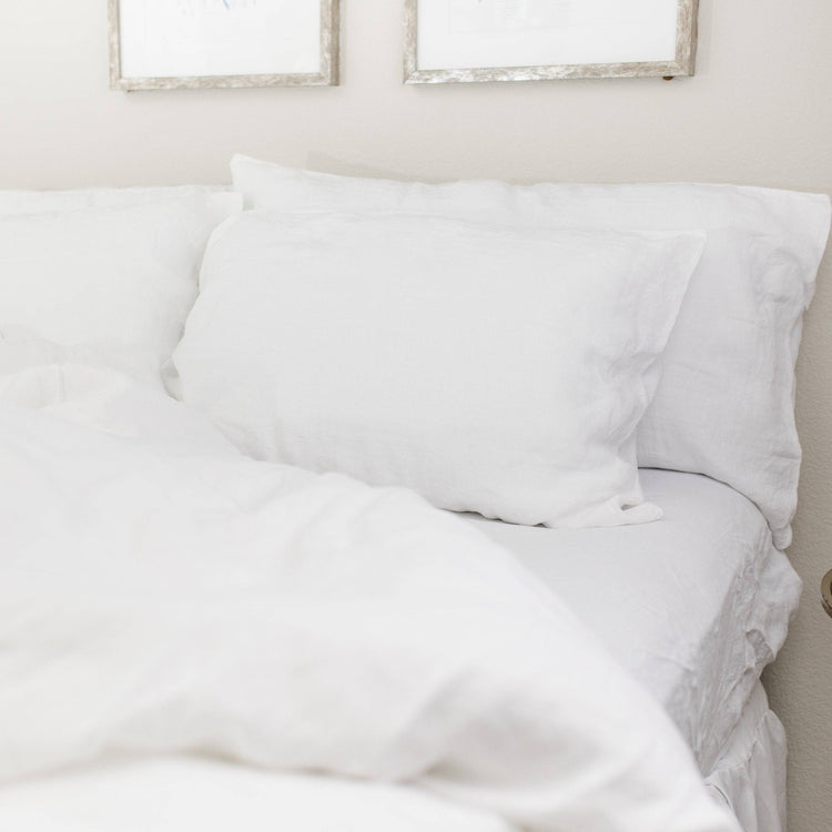White Linen Pillowcases Queen Standard (Set of 2)