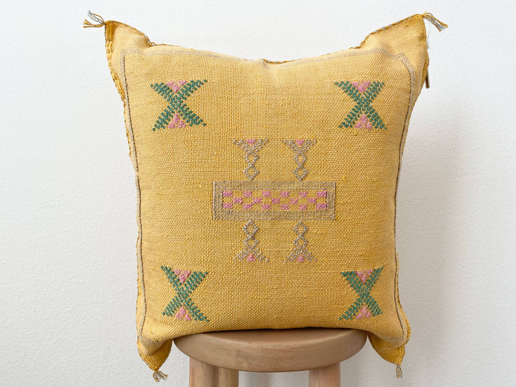Vibrant Orange/Yellow Silk Sabra Pillow