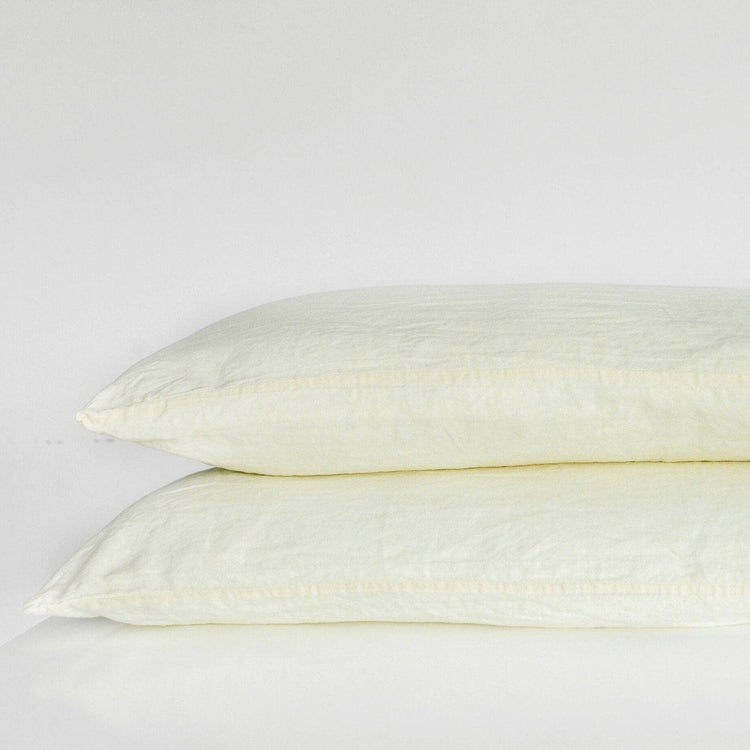 White Linen Pillowcases Queen Standard (Set of 2)