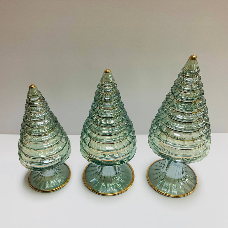 Green Spruce Small Blown Glass Tabletop Christmas Tree