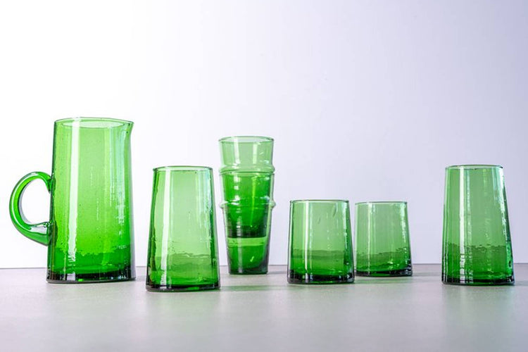 Artisan Moroccan Cone Water Jug - Green