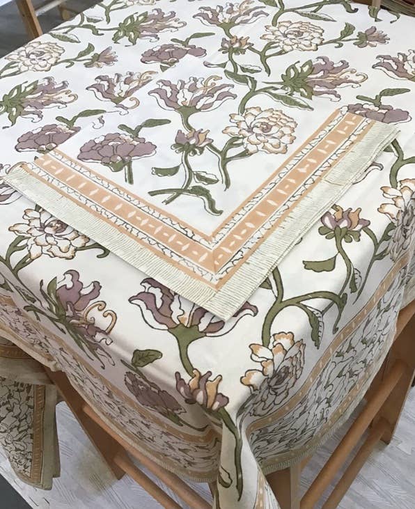 Musk Rose Bouquet Block Print Napkins Set of 4