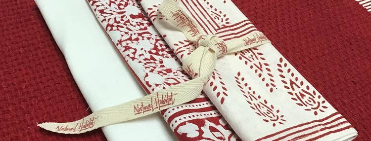 Abbey Paisley Red Block Print Napkins Set of 4
