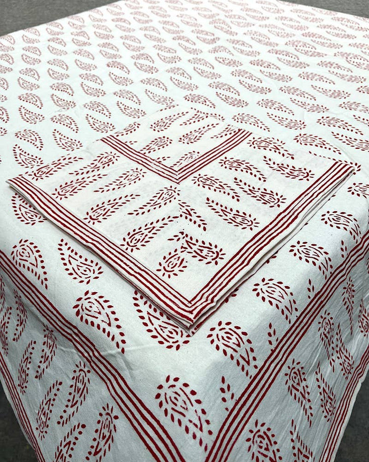 Abbey Paisley Red Block Print Napkins Set of 4
