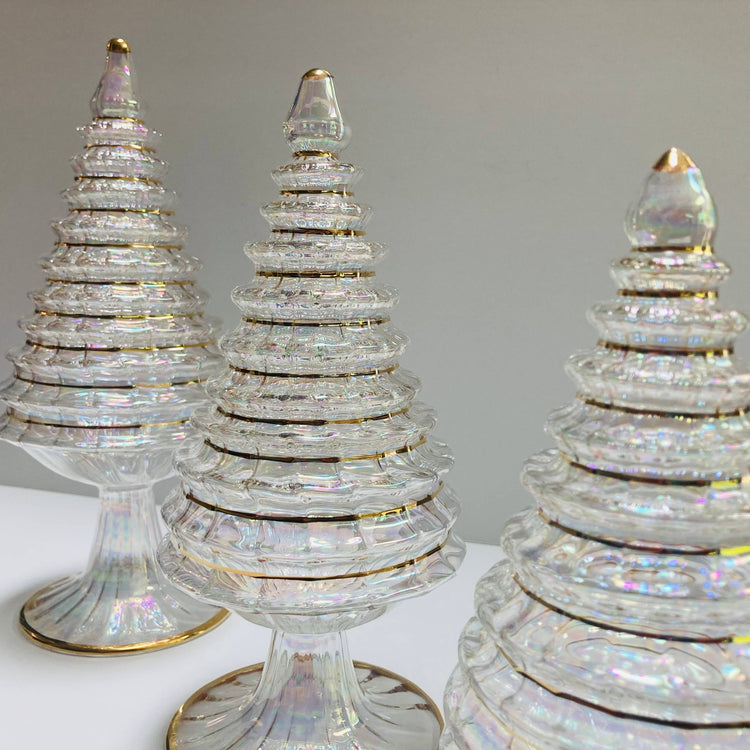 White Spruce Small Blown Glass Tabletop Christmas Tree