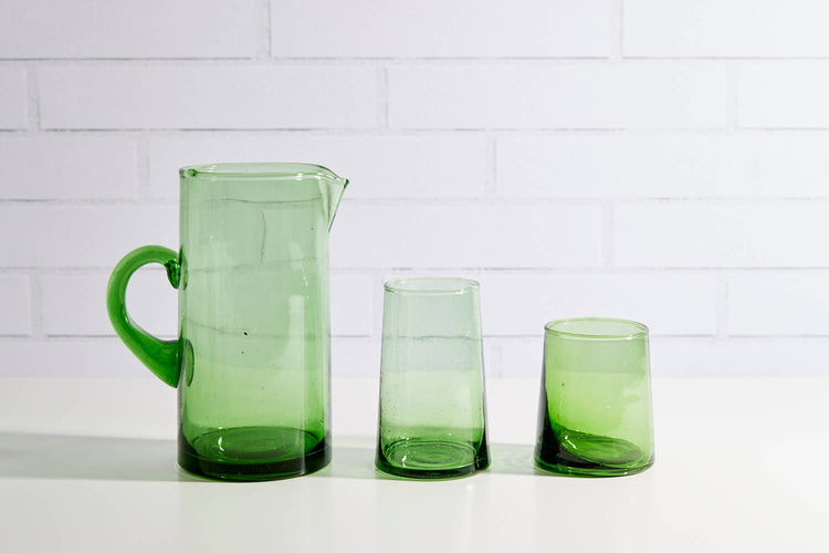 Artisan Moroccan Cone Water Jug - Green