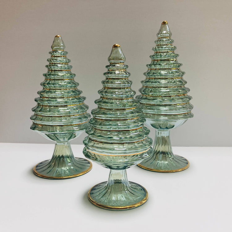 Green Spruce Small Blown Glass Tabletop Christmas Tree