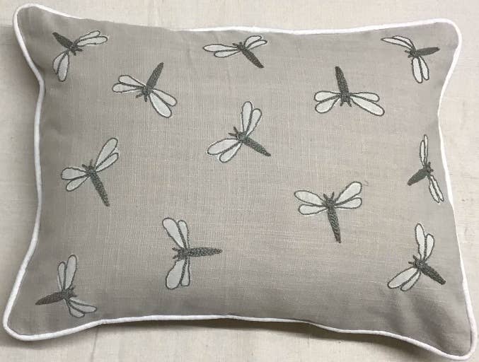 Whimsical Dragonfly Sand Applique Pillow 12x16 with insert