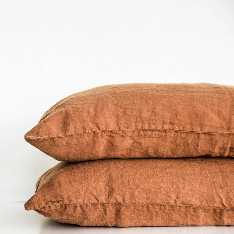 White Linen Pillowcases Queen Standard (Set of 2)