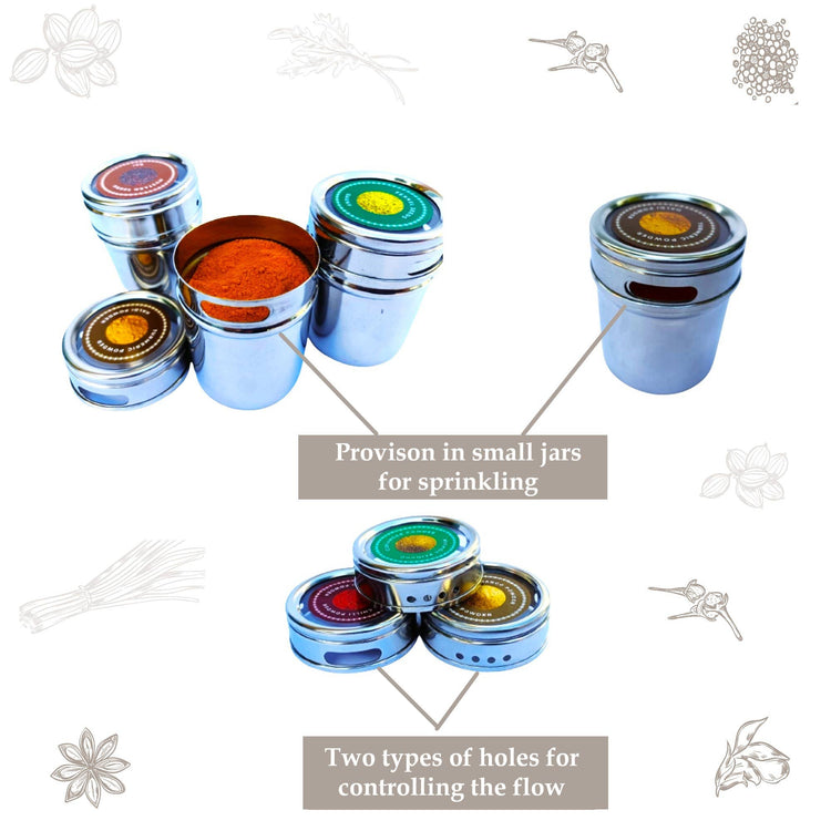 Spice Box Stainless Steel Container, includes 12 spices and labels
