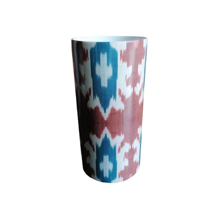 Ikat vase, 24cm pink blue by Les Ottomans