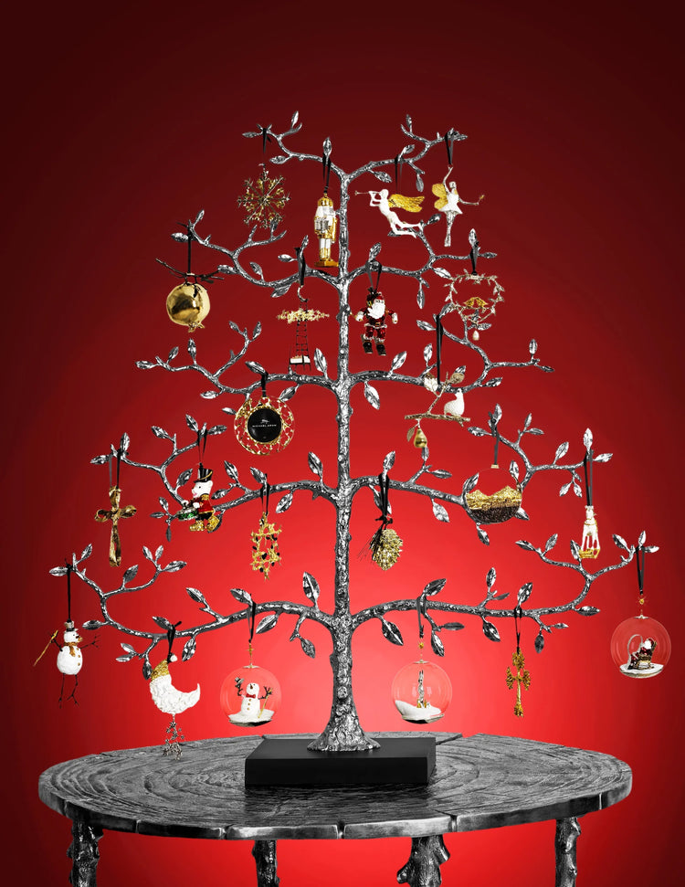 Michael Aram silver espalier Christmas ornament tree, metal with elegant design, for sophisticated decoration