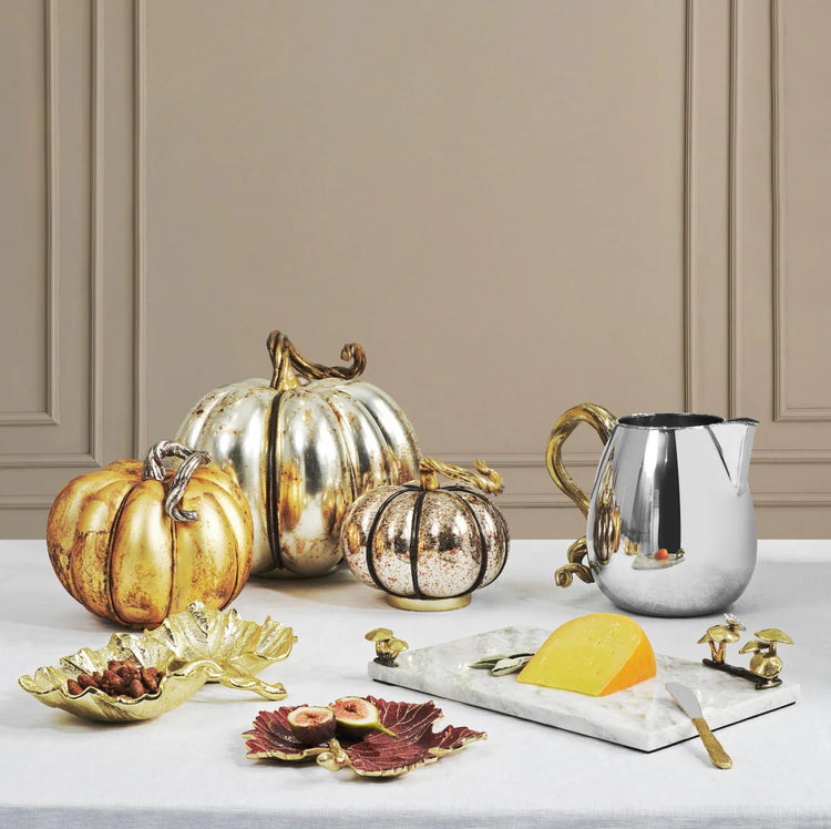 Michael Aram small glass pumpkin, handcrafted glass, for fall decoration.