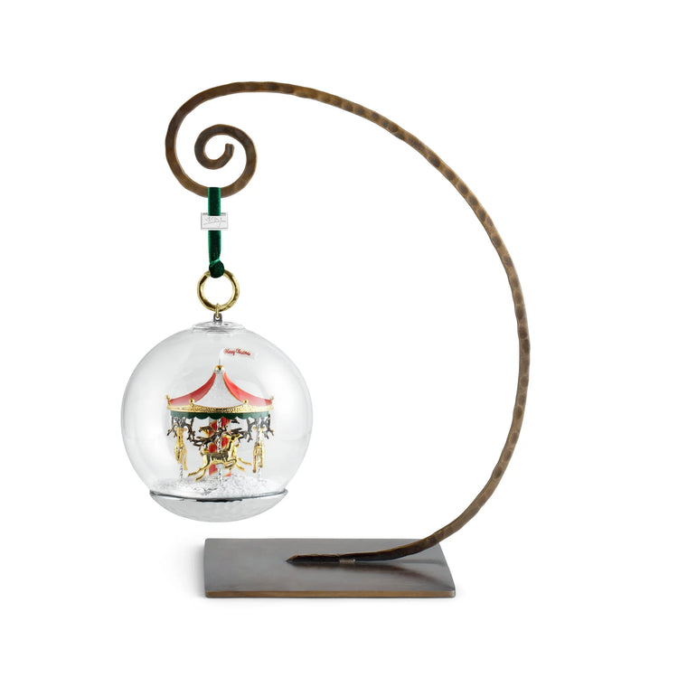 Michael Aram merry-go-round snow globe ornament, metal with festive design, for joyful decoration.